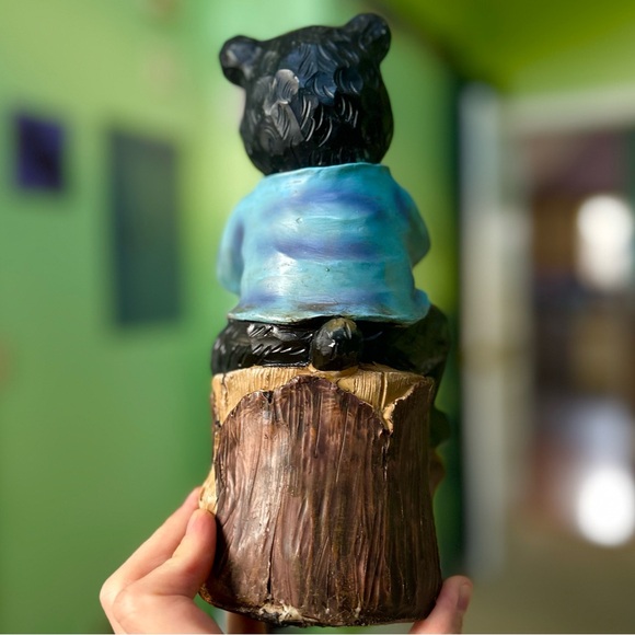 Bear Playing Floral Instrument Whimsical Cottagecore Cabin Cute Decor Accent - Picture 6 of 9